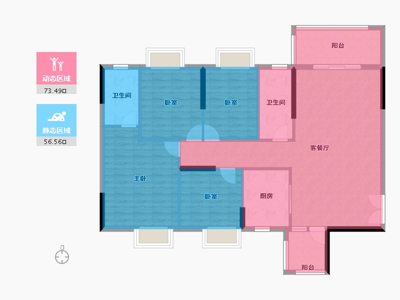 湖南省-衡阳市-珠江愉景雅苑-118.56-户型库-动静分区