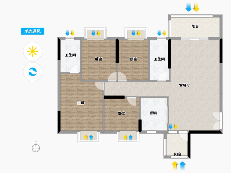 湖南省-衡阳市-珠江愉景雅苑-118.56-户型库-采光通风