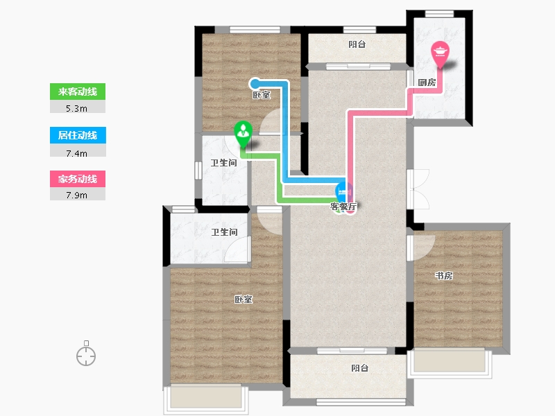 河南省-南阳市-西峡建业·公园里-109.60-户型库-动静线