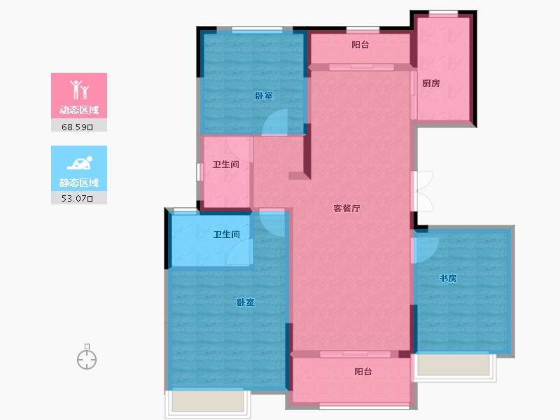 河南省-南阳市-西峡建业·公园里-109.60-户型库-动静分区