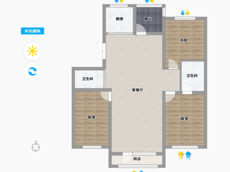 辽宁省-鞍山市-海银9號-98.66-户型库-采光通风