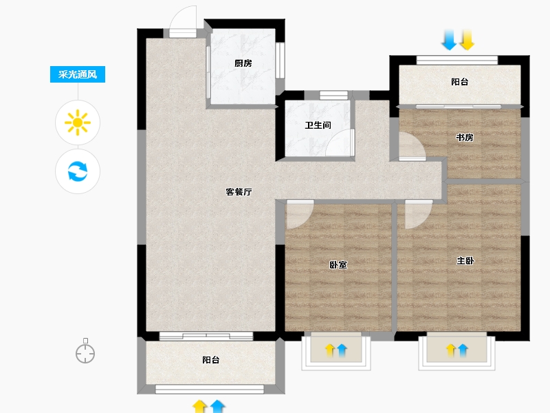 江西省-上饶市-华西中梁·国宾金座-80.00-户型库-采光通风