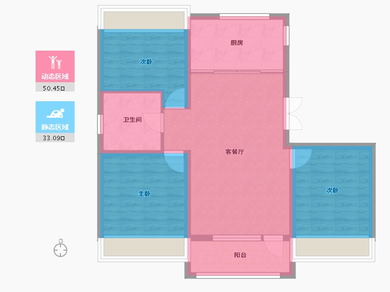 辽宁省-沈阳市-吴中桃花源一期御园-74.79-户型库-动静分区