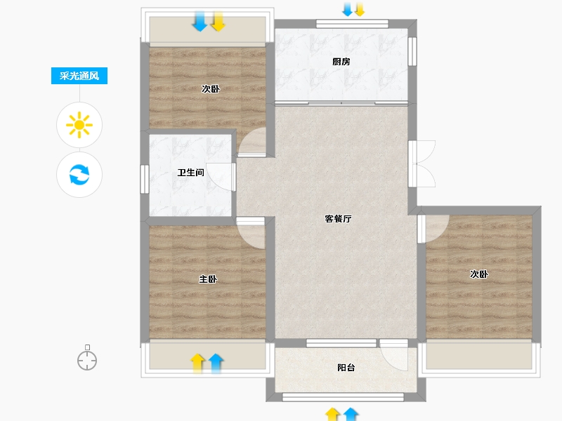 辽宁省-沈阳市-吴中桃花源一期御园-74.79-户型库-采光通风