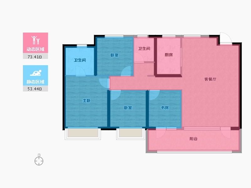 江苏省-南京市-金基嘉玥-114.40-户型库-动静分区