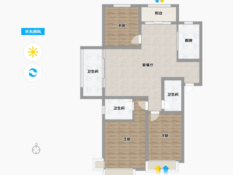 江苏省-南京市-荣盛鹭岛荣府-105.40-户型库-采光通风