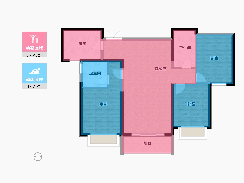 河北省-唐山市-唐城·壹零壹-88.92-户型库-动静分区