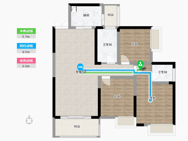 湖南省-株洲市-华晨·山水豪庭-90.00-户型库-动静线