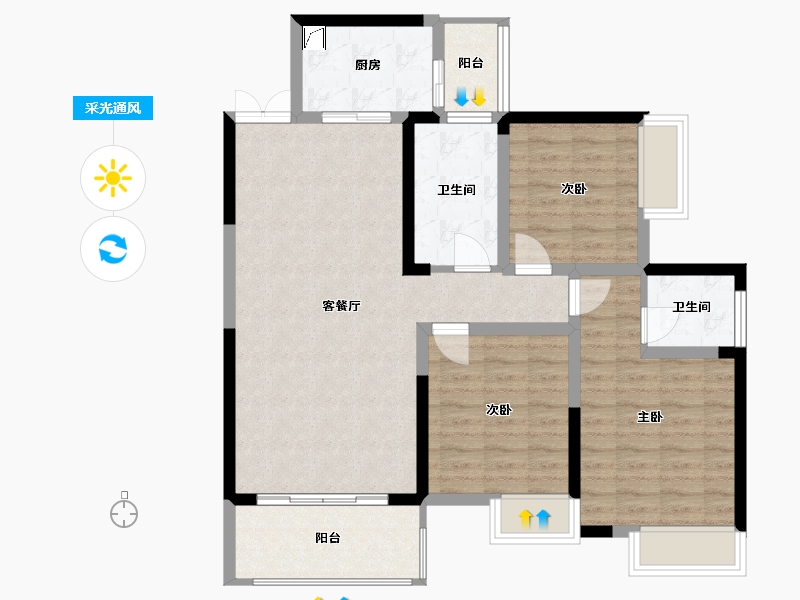 湖南省-株洲市-华晨·山水豪庭-90.00-户型库-采光通风