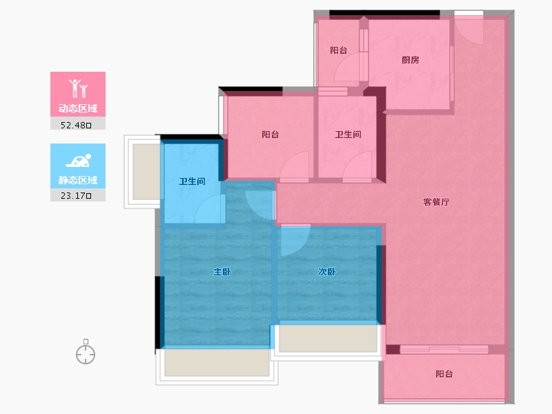 广东省-佛山市-华以泰花海湾-67.45-户型库-动静分区