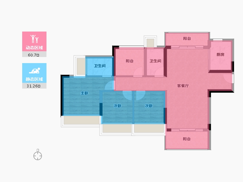 广东省-佛山市-华以泰花海湾-82.16-户型库-动静分区