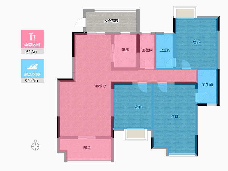 四川省-南充市-宏云·滨河湾-114.61-户型库-动静分区