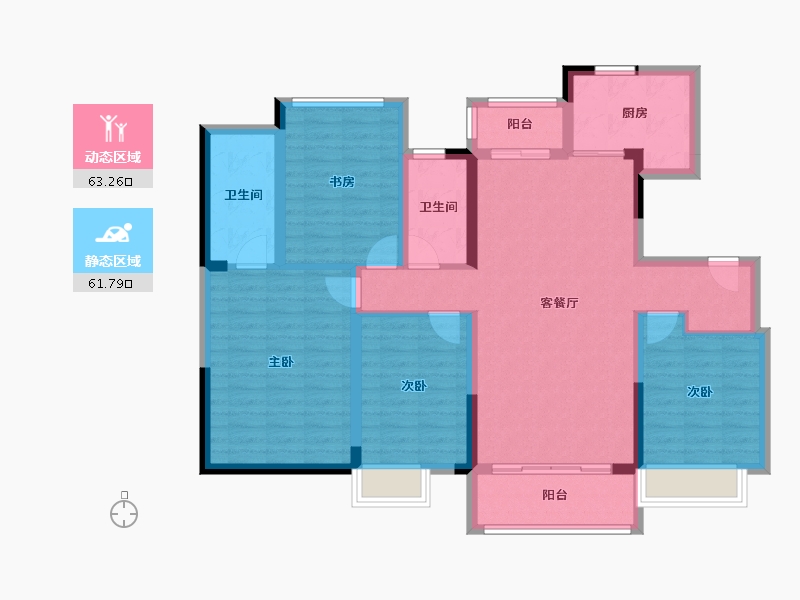 贵州省-黔南布依族苗族自治州-千景·樾园-111.64-户型库-动静分区