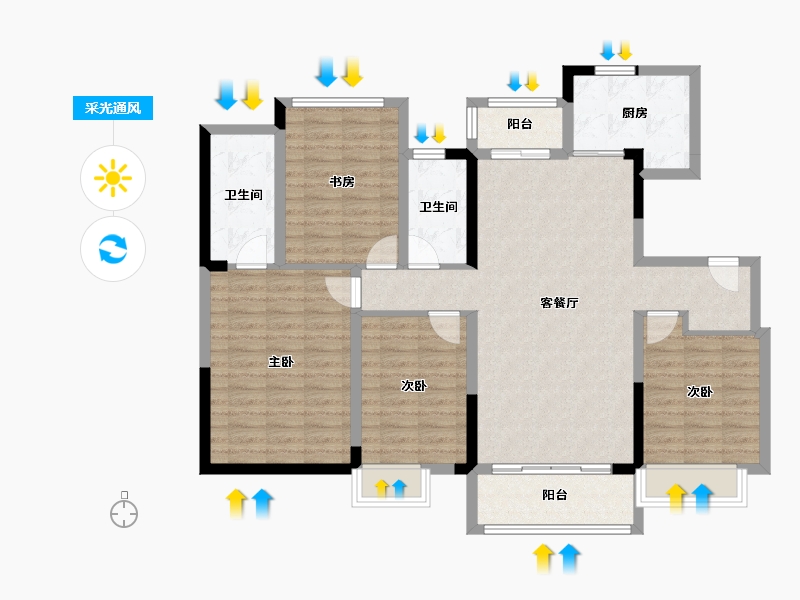 贵州省-黔南布依族苗族自治州-千景·樾园-111.64-户型库-采光通风