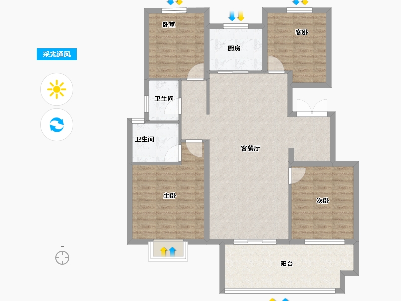 山东省-菏泽市-润通新时代-110.00-户型库-采光通风