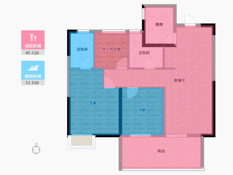 广西壮族自治区-南宁市-保利明玥江山-86.57-户型库-动静分区