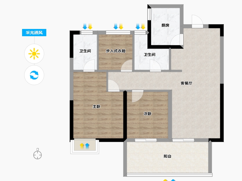 广西壮族自治区-南宁市-保利明玥江山-86.57-户型库-采光通风