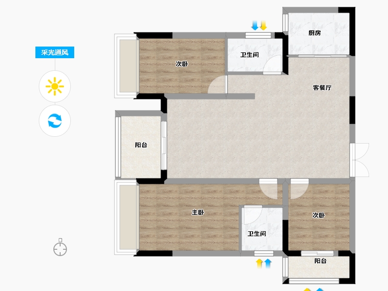 福建省-南平市-绿欧·香槟城-86.27-户型库-采光通风