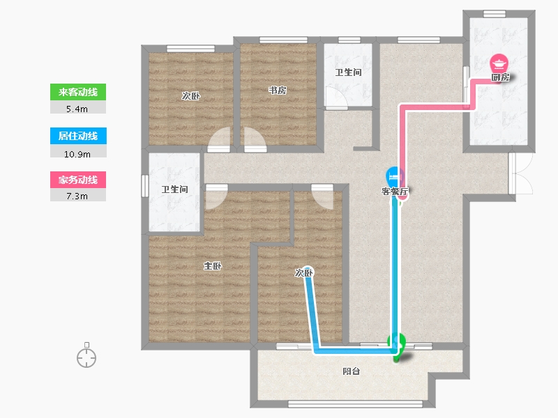 山东省-菏泽市-中丞玖璋台-130.40-户型库-动静线