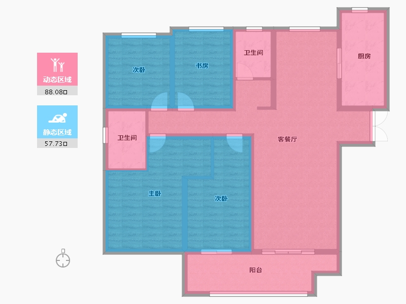 山东省-菏泽市-中丞玖璋台-130.40-户型库-动静分区