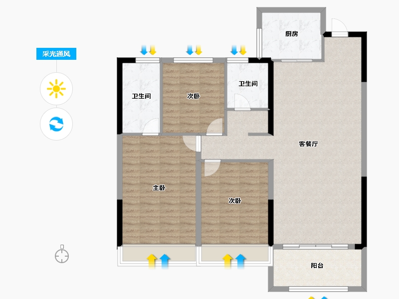 河南省-信阳市-伍號公馆-116.11-户型库-采光通风