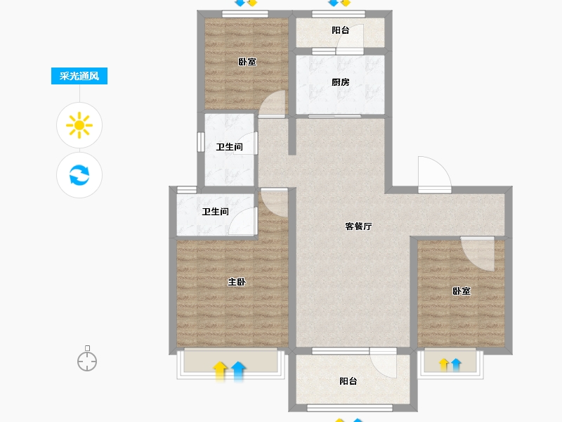 河北省-唐山市-迁西碧桂园·天玺湾-97.61-户型库-采光通风