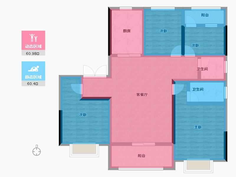 安徽省-安庆市-中梁滨江壹号-107.34-户型库-动静分区