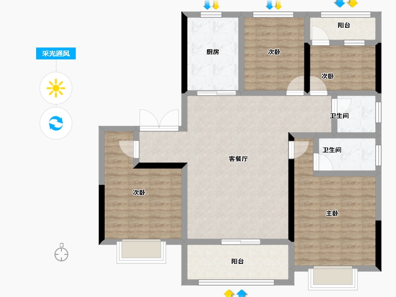 安徽省-安庆市-中梁滨江壹号-107.34-户型库-采光通风