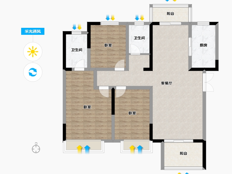 河南省-南阳市-西峡建业·公园里-108.00-户型库-采光通风