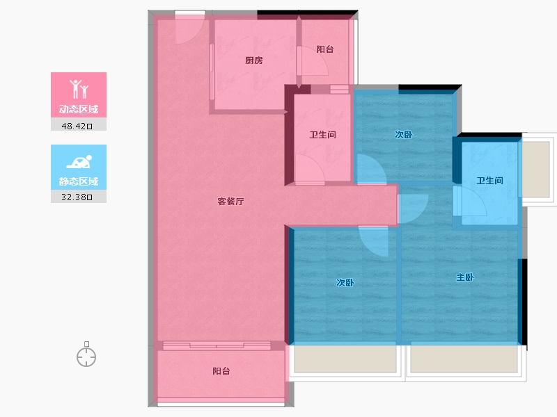 广东省-佛山市-华以泰花海湾-72.13-户型库-动静分区