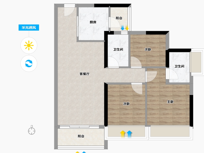 广东省-佛山市-华以泰花海湾-72.13-户型库-采光通风