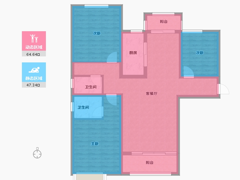 河南省-南阳市-内乡北斗星城-100.06-户型库-动静分区