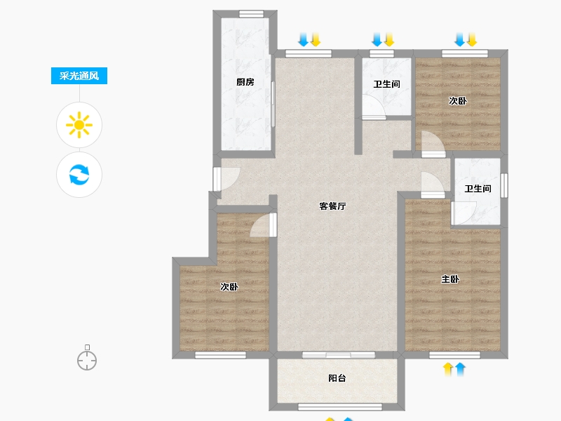 河北省-衡水市-幸福里-80.00-户型库-采光通风