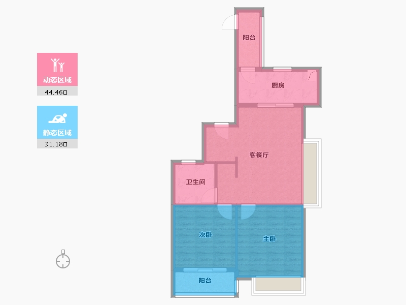 安徽省-马鞍山市-绿城蓝城陶然里-68.00-户型库-动静分区