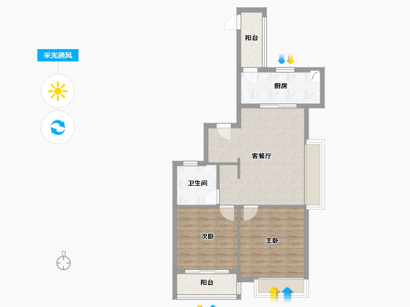 安徽省-马鞍山市-绿城蓝城陶然里-68.00-户型库-采光通风