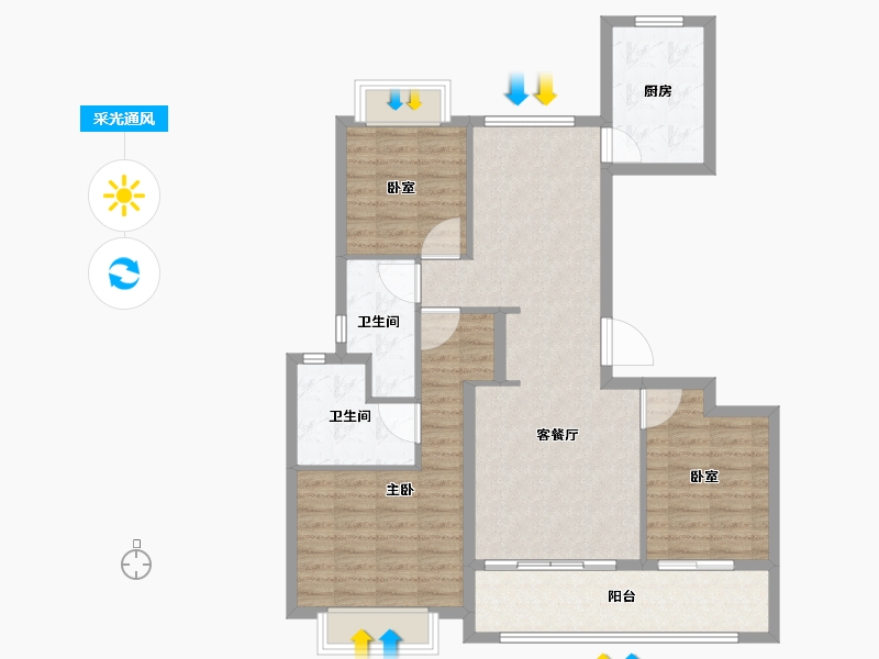 江苏省-南京市-金陵华夏中心-96.80-户型库-采光通风