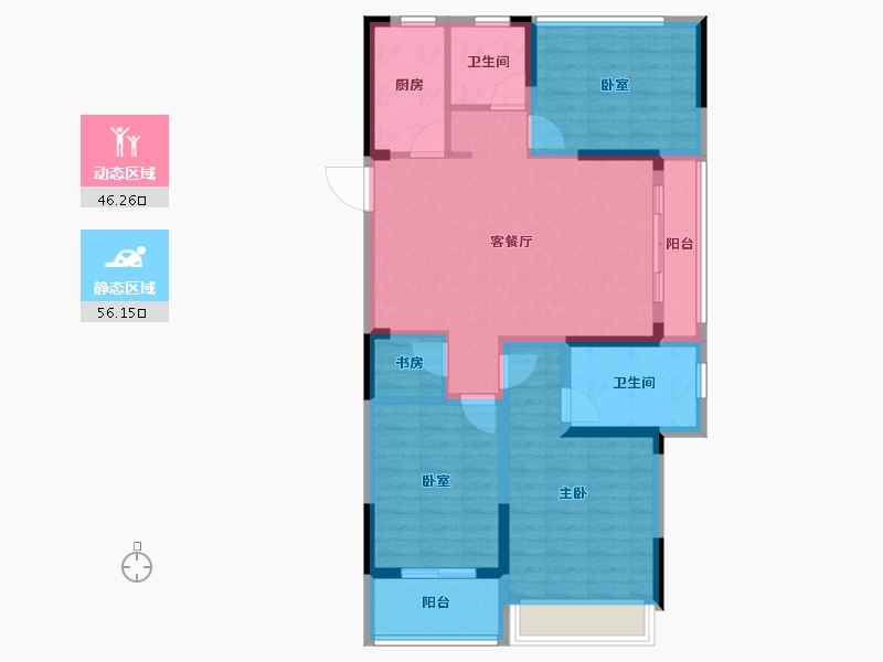 浙江省-台州市-曙光平桥首府-91.20-户型库-动静分区