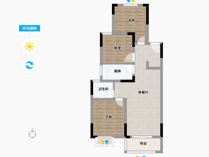 江苏省-南通市-绿地·长岛-72.00-户型库-采光通风