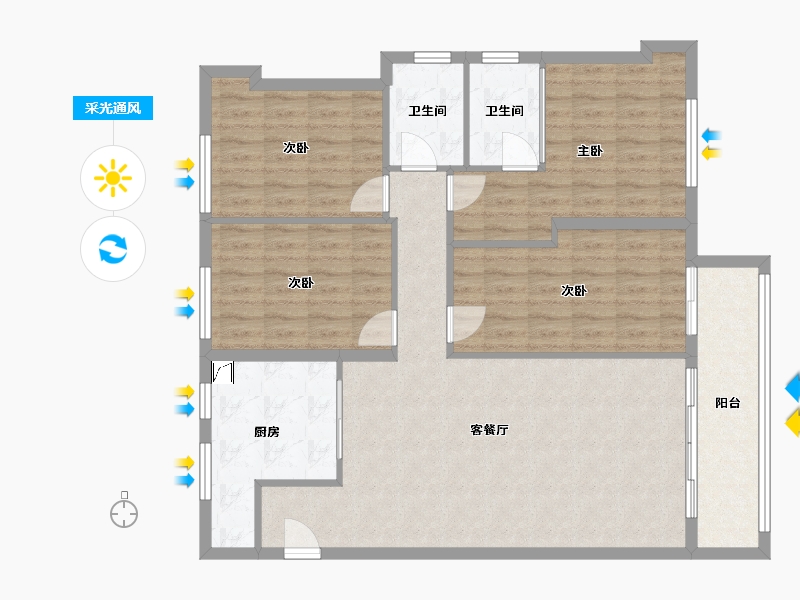 湖北省-襄阳市-外滩云锦-128.00-户型库-采光通风