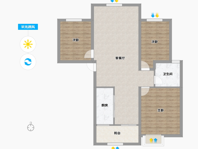 河南省-南阳市-弘都·金帝国际-96.20-户型库-采光通风