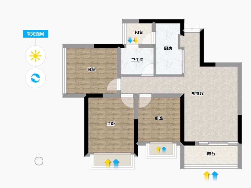 四川省-成都市-奥园棠玥府-69.48-户型库-采光通风