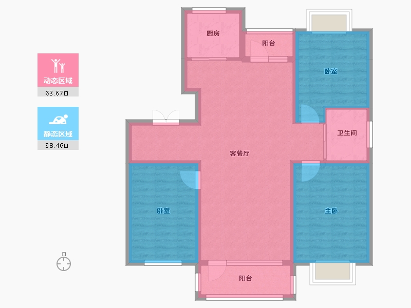 辽宁省-鞍山市-海银9號-91.09-户型库-动静分区