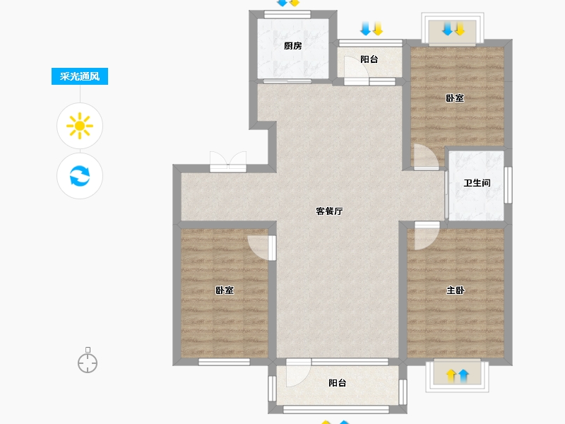 辽宁省-鞍山市-海银9號-91.09-户型库-采光通风