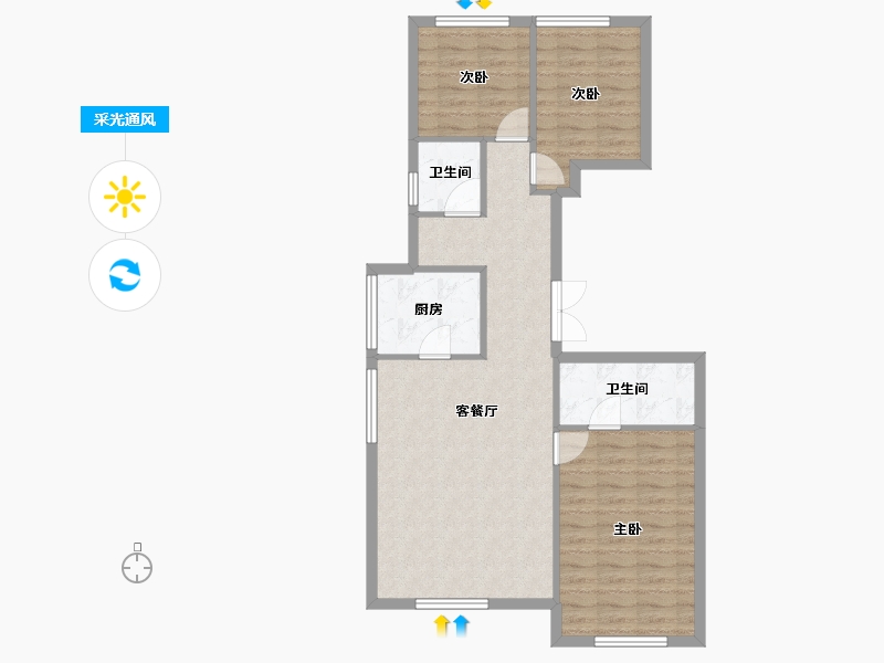 北京-北京市-西山上品湾MOMA-81.78-户型库-采光通风