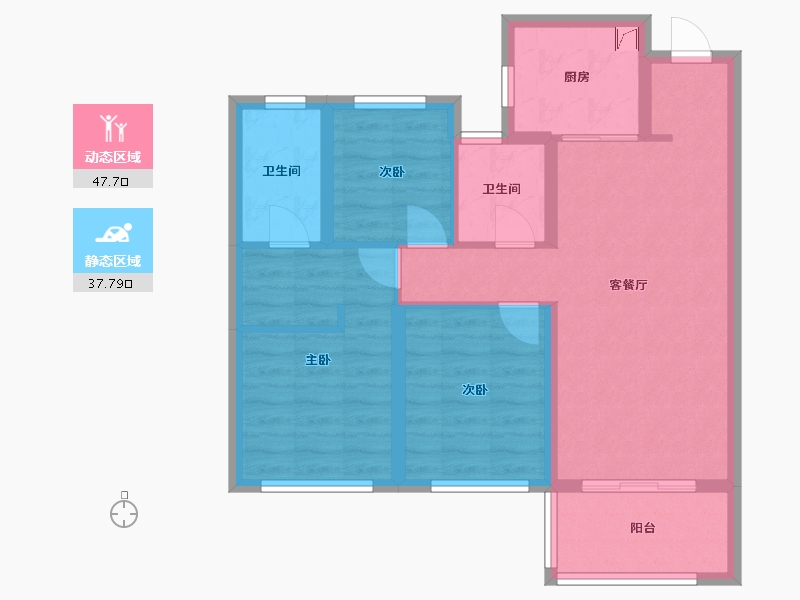 陕西省-咸阳市-融创御河宸院-80.00-户型库-动静分区