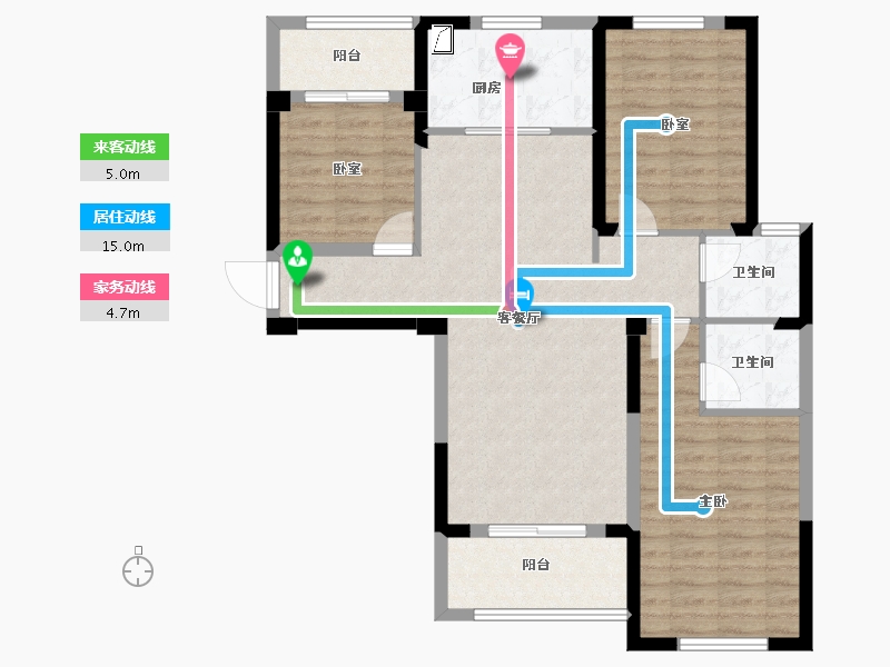 安徽省-宿州市-恒福新城A区-95.52-户型库-动静线