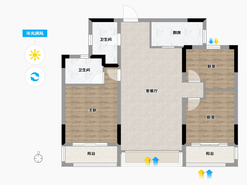 浙江省-台州市-曙光平桥首府-93.60-户型库-采光通风