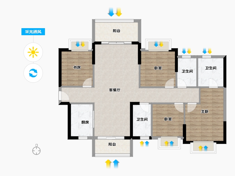 广东省-东莞市-丰华珑远翠珑湾-109.08-户型库-采光通风