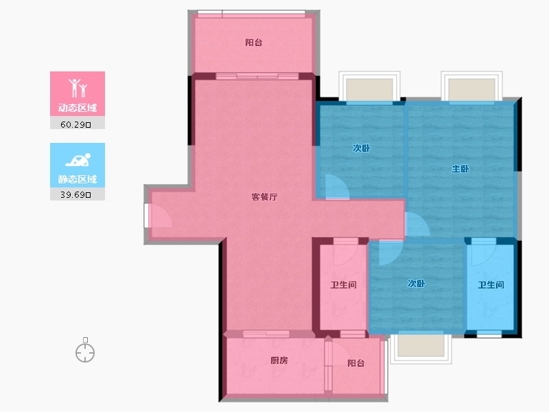 广东省-云浮市-东方明珠花园-89.65-户型库-动静分区