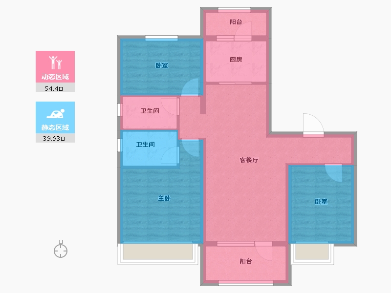 河北省-唐山市-迁西碧桂园·天玺湾-83.59-户型库-动静分区